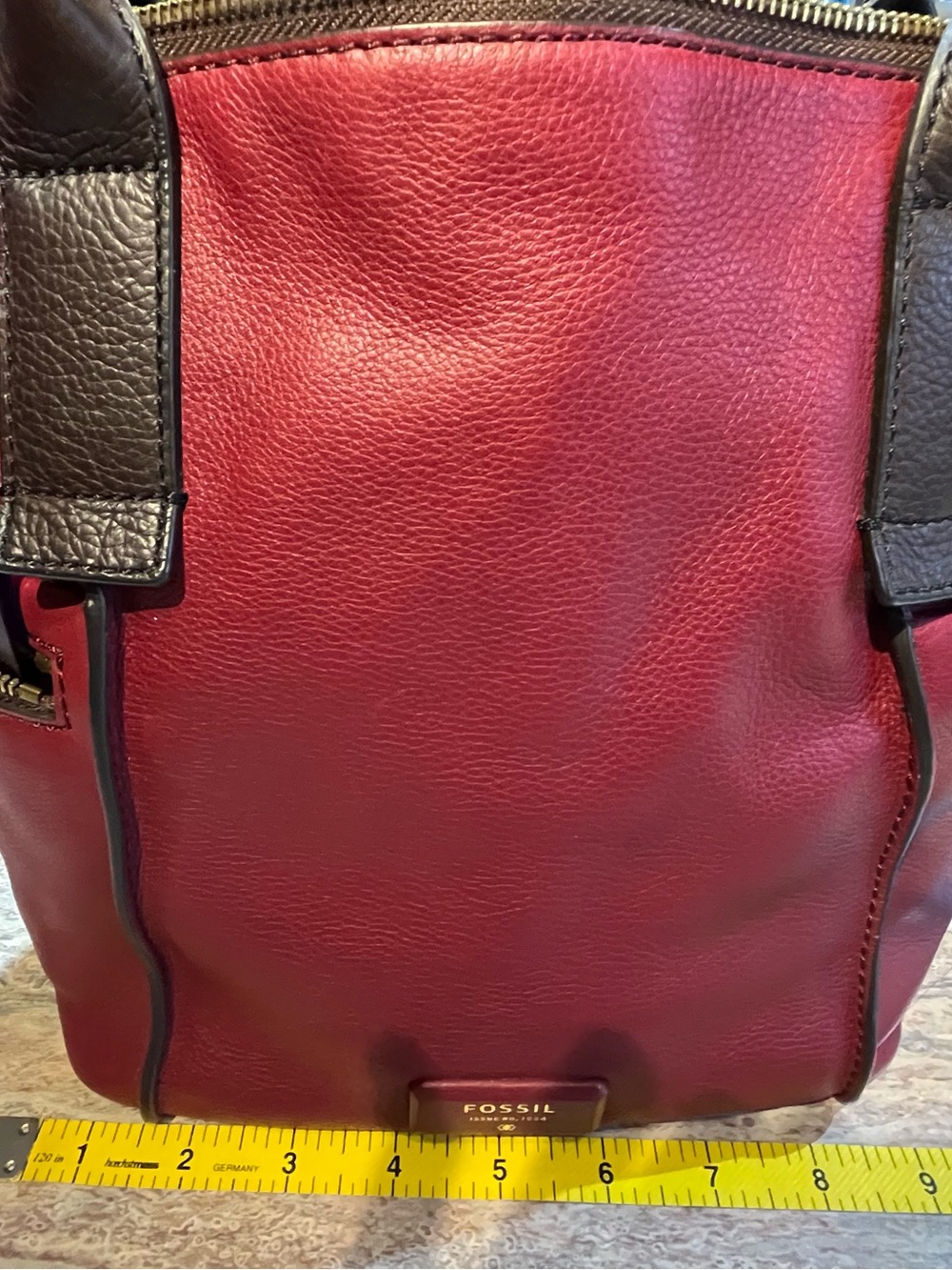 Fossil Emerson Burgundy, Brown Leather Shoulder Crossbody Bag EUC - Picture 4 of 16